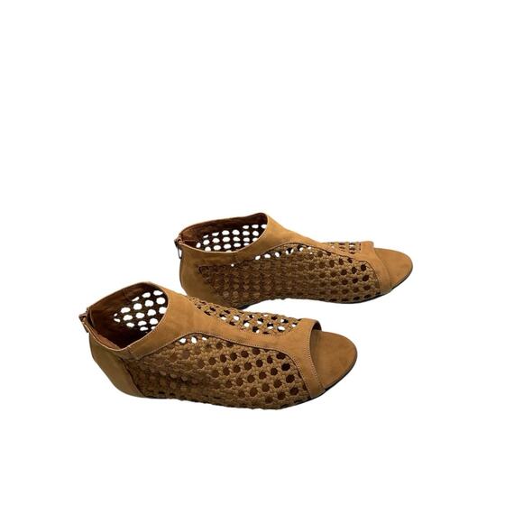 Sundance Delphia Leather Peep Toe Sandals Size 39-US 8.5 Brown - Picture 3 of 11